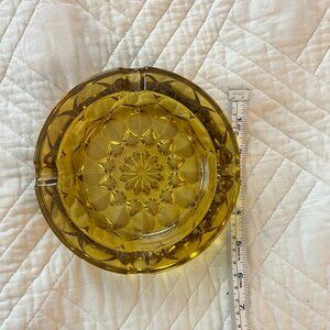 MCM round amber yellow glass ash tray